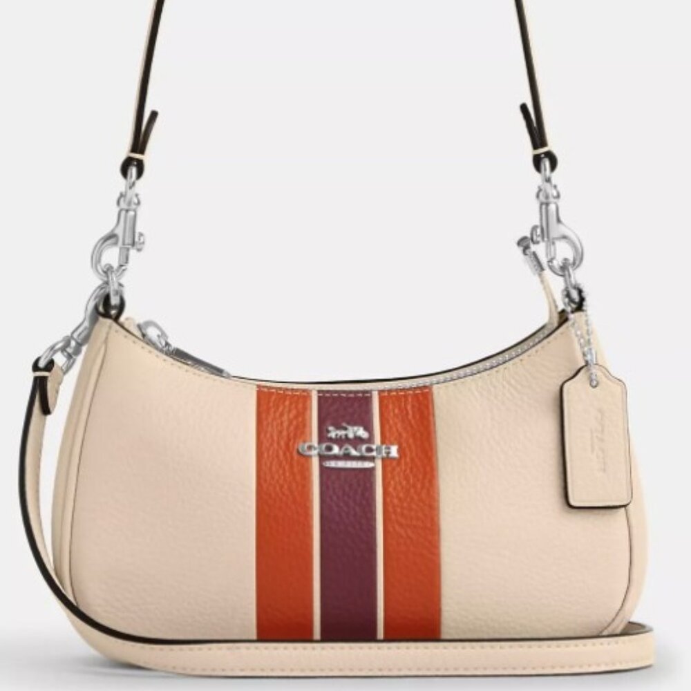Coach Teri Mini Crossbody Bag With Stripe - 𝐁𝐫𝐚𝐧𝐝 𝐍𝐞𝐰 & 𝐒𝐨𝐥𝐝 𝐎𝐮𝐭!